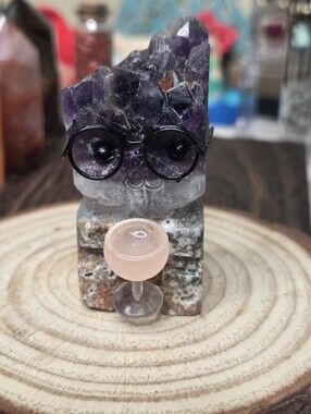 Crystal  Buddy Drinking  Wine With Glasses  Amethsyt